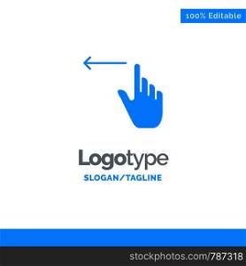 Finger, Gestures, Hand, Left Blue Solid Logo Template. Place for Tagline