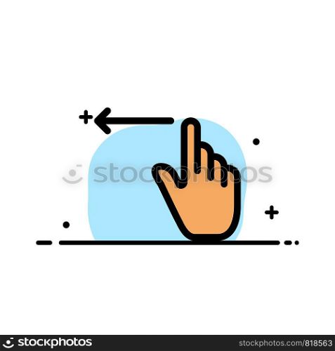 Finger, Gestures, Hand, Left Business Flat Line Filled Icon Vector Banner Template