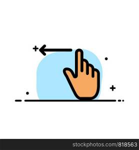 Finger, Gestures, Hand, Left Business Flat Line Filled Icon Vector Banner Template