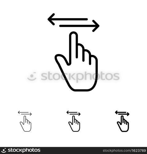 Finger, Gestures, Hand, Left, Right Bold and thin black line icon set