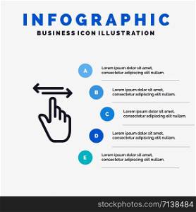 Finger, Gestures, Hand, Left, Right Line icon with 5 steps presentation infographics Background