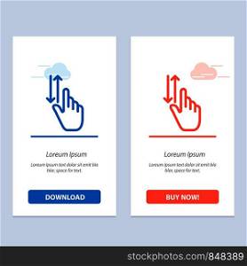 Finger, Gestures, Hand, Up, Down Blue and Red Download and Buy Now web Widget Card Template