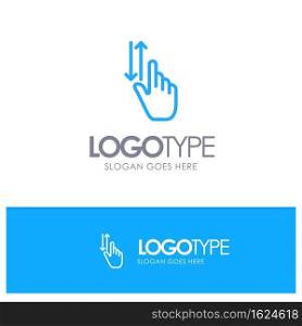 Finger, Gestures, Hand, Up, Down Blue Outline Logo Place for Tagline