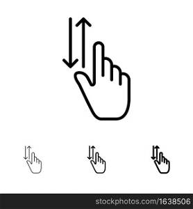 Finger, Gestures, Hand, Up, Down Bold and thin black line icon set