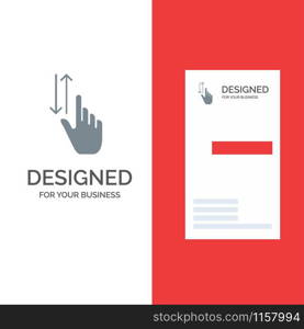 Finger, Gestures, Hand, Up, Down Grey Logo Design and Business Card Template