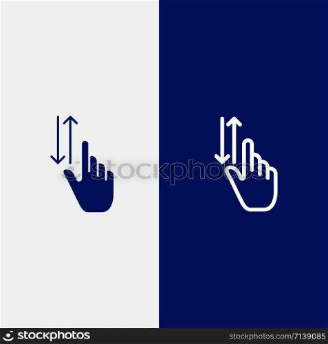 Finger, Gestures, Hand, Up, Down Line and Glyph Solid icon Blue banner Line and Glyph Solid icon Blue banner