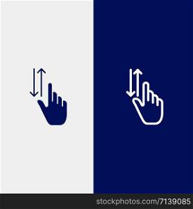 Finger, Gestures, Hand, Up, Down Line and Glyph Solid icon Blue banner Line and Glyph Solid icon Blue banner