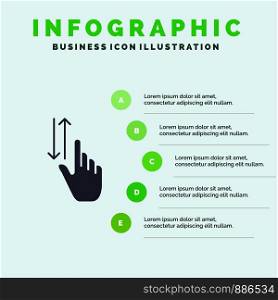 Finger, Gestures, Hand, Up, Down Solid Icon Infographics 5 Steps Presentation Background