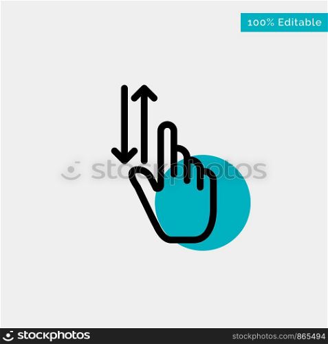 Finger, Gestures, Hand, Up, Down turquoise highlight circle point Vector icon