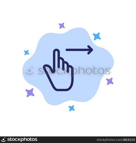 Finger, Gestures, Right, Slide, Swipe Blue Icon on Abstract Cloud Background