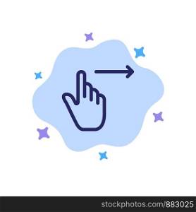 Finger, Gestures, Right, Slide, Swipe Blue Icon on Abstract Cloud Background