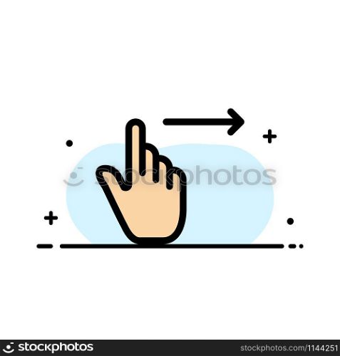 Finger, Gestures, Right, Slide, Swipe Business Flat Line Filled Icon Vector Banner Template