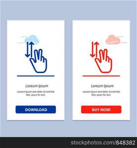 Finger, Gestures, Two, Up, Down Blue and Red Download and Buy Now web Widget Card Template