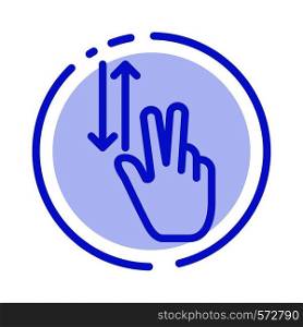 Finger, Gestures, Two, Up, Down Blue Dotted Line Line Icon