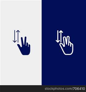 Finger, Gestures, Two, Up, Down Line and Glyph Solid icon Blue banner Line and Glyph Solid icon Blue banner