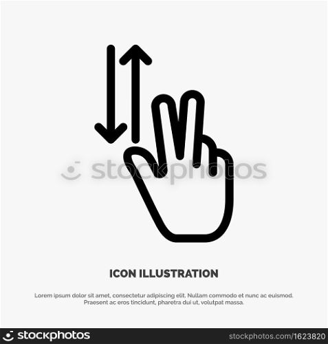 Finger, Gestures, Two, Up, Down Line Icon Vector