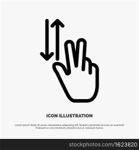 Finger, Gestures, Two, Up, Down Line Icon Vector