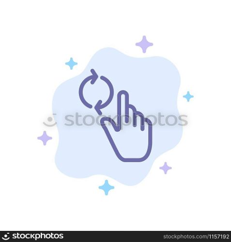 Finger, Hand, Refresh, Gesture Blue Icon on Abstract Cloud Background