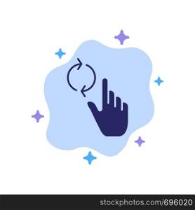 Finger, Hand, Refresh, Gesture Blue Icon on Abstract Cloud Background