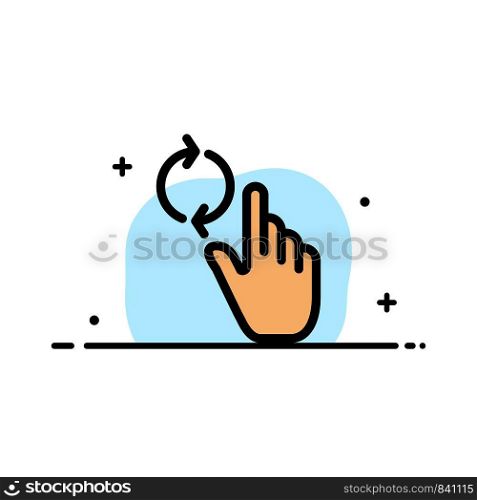 Finger, Hand, Refresh, Gesture Business Flat Line Filled Icon Vector Banner Template