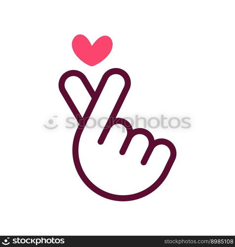 Finger heart icon in flat style. Finger heart vector illustration on white isolated background. Love sign