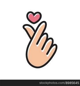 Finger heart icon in flat style. Finger heart vector illustration on white isolated background. Love sign