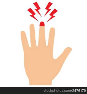finger pain icon on white background. body pain concept. Injured finger sign. acute finger pain symbol. flat style.