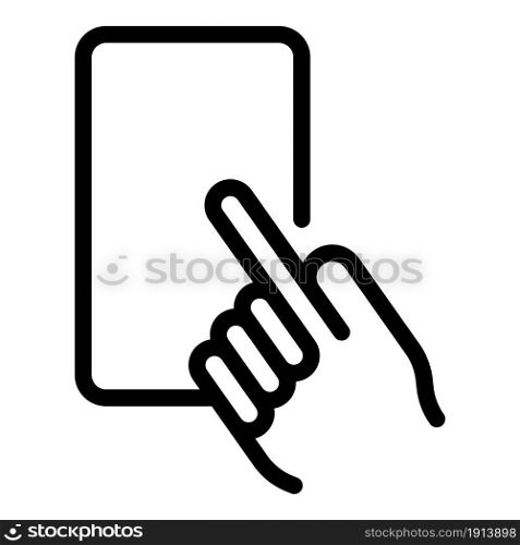 Finger phone icon outline vector. Hand smartphone. Touch mobile. Finger phone icon outline vector. Hand smartphone