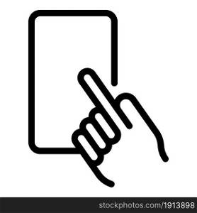 Finger phone icon outline vector. Hand smartphone. Touch mobile. Finger phone icon outline vector. Hand smartphone