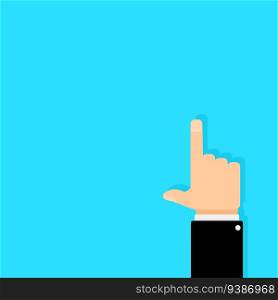 Finger pointer up, banner poster with copy space. Vector hand pointer gesture, illustration of direction pointing finger. Finger pointer up, banner poster with copy space