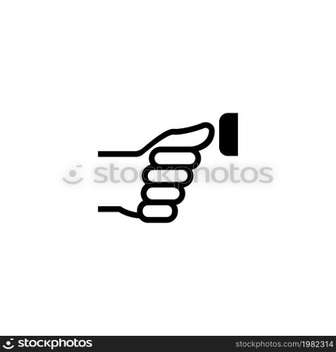 Finger Pressing Door Bell. Flat Vector Icon. Simple black symbol on white background. Finger Pressing Door Bell Flat Vector Icon