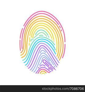 Finger print icon made in an outline style isolated on a white background. Identification sign. Vector design template.