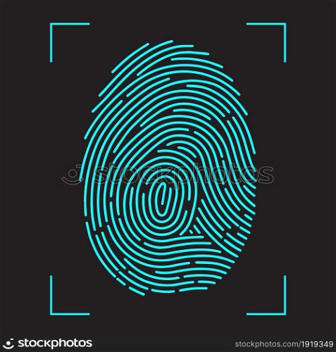 Finger-print Scanning Identification System. Biometric Authorization and Business Security Concept. Vector illustration in flat style. Finger-print Scanning Identification System.