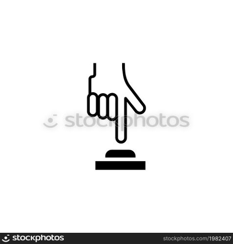 Finger Push Button. Flat Vector Icon illustration. Simple black symbol on white background. Finger Push Button sign design template for web and mobile UI element. Finger Push Button Flat Vector Icon