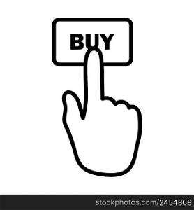 Finger Push The Buy Button Icon. Bold outline design with editable stroke width. Vector Illustration.