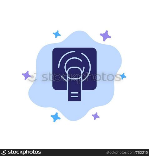 Finger, Touch, Finger Touch, Screen Blue Icon on Abstract Cloud Background