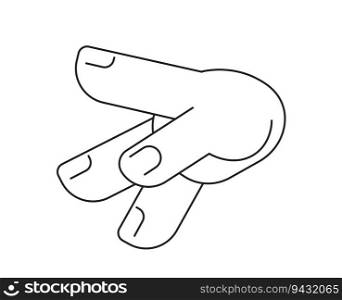 Finger trying to touch monochrome flat vector object. Editable black and white thin line icon. Simple cartoon clip art spot illustration for web graphic design. Finger trying to touch monochrome flat vector object