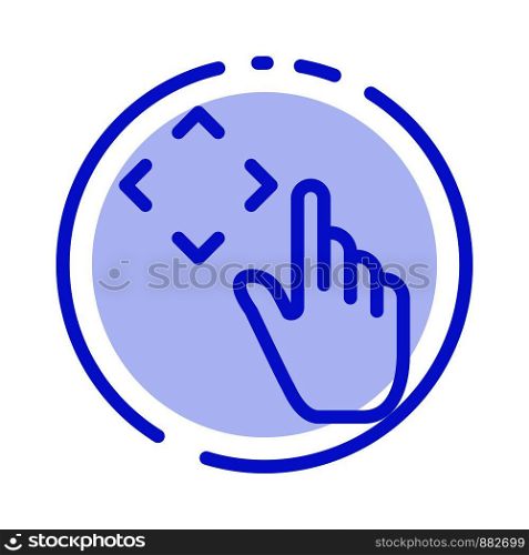 Finger, Up, Gestures, Move Blue Dotted Line Line Icon