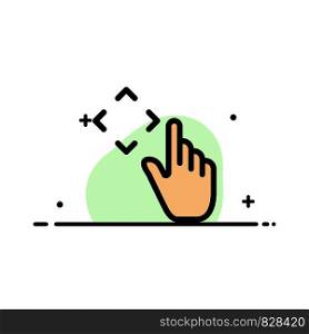 Finger, Up, Gestures, Move Business Flat Line Filled Icon Vector Banner Template