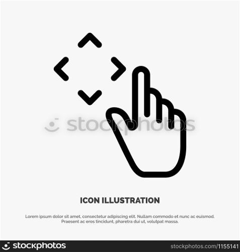 Finger, Up, Gestures, Move Line Icon Vector