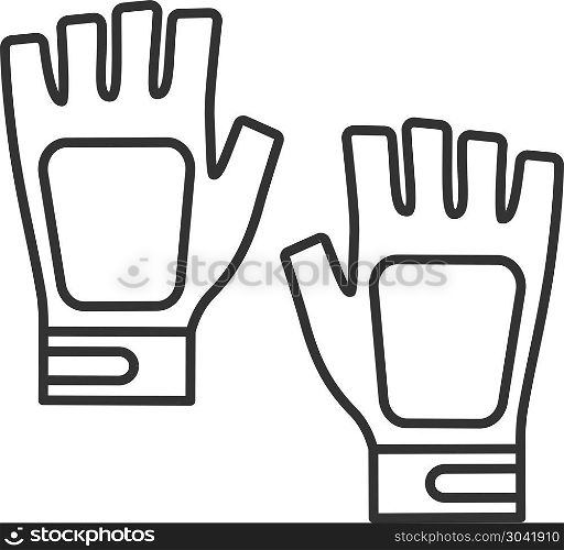 Fingerless gym gloves linear icon. Fingerless gym gloves linear icon. Thin line illustration. Contour symbol. Vector isolated outline drawing