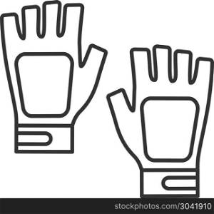 Fingerless gym gloves linear icon. Fingerless gym gloves linear icon. Thin line illustration. Contour symbol. Vector isolated outline drawing