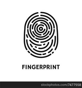 Fingerprint authentication verify poster with text vector. Thumbprint mark and dactylogram, authorization of unique pattern print on human finger.. Fingerprint Authentication Verify Poster Vector