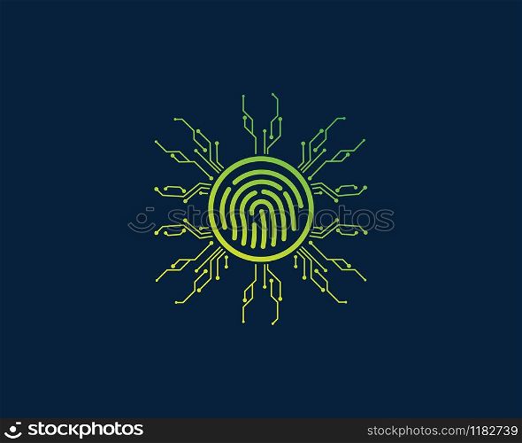 fingerprint circuit icon illustration vector template design