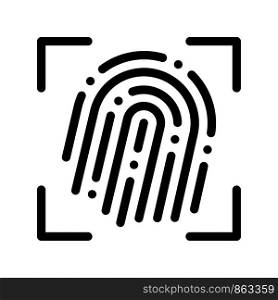 Fingerprint Dactylogram Scanner Vector Sign Icon Thin Line. Artificial Intelligence Biometric Function System Linear Pictogram. Technology Support, Cyborg, Microchip Contour Illustration. Fingerprint Dactylogram Scanner Vector Sign Icon