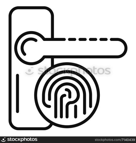 Fingerprint door lock icon. Outline fingerprint door lock vector icon for web design isolated on white background. Fingerprint door lock icon, outline style