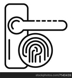 Fingerprint door lock icon. Outline fingerprint door lock vector icon for web design isolated on white background. Fingerprint door lock icon, outline style