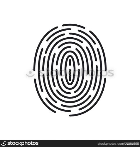 Fingerprint icon. Fingerprint of thumb finger. Biometric password human. Logo of unique touch id. Personal id identity. Press finger, scan for safety. Verification in police. Vector.