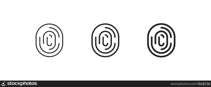 Fingerprint icon. Identlity simple line concept. Thumbprint id illustration in vector flat style.