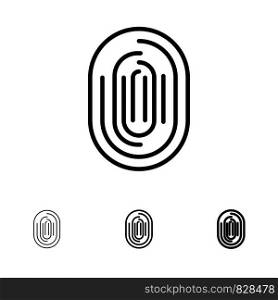 Fingerprint, Identity, Recognition, Scan, Scanner, Scanning Bold and thin black line icon set